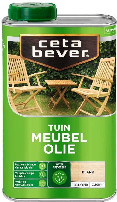 Foto: Cetabever tuin meubel houtolie zijdemat blank 1 liter