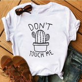 T-shirt wit cactus don't touch me - dames - vrouw - kleding - mode - shirt - korte mouw