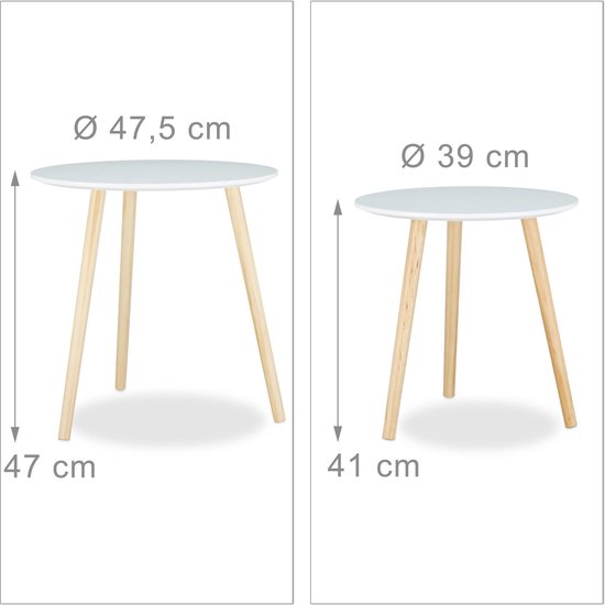 Relaxdays - Ensemble de 2 tables d'appoint - Blanc