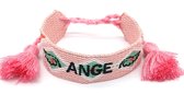 Dielay - Stoffen Armband Dames - Ange - Lengte Verstelbaar - Roze