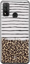 Huawei P Smart 2020 hoesje siliconen - Luipaard strepen | Huawei P Smart (2020) case | Bruin/beige | TPU backcover transparant