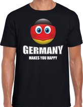 Germany makes you happy landen t-shirt Duitsland zwart voor heren met emoticon S