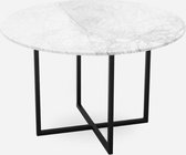 Marmeren Eettafel Rond –  Carrara Wit (Kruis Onderstel) - 140 cm  - Gepolijst