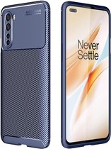 OnePlus Nord Siliconen Carbon Hoesje Blauw