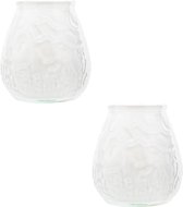 2x Witte lowboy tafelkaarsen 10 cm 40 branduren - Kaars in glazen houder - Horeca/tafel/bistro kaarsen - Tafeldecoratie - Tuinkaarsen
