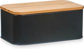 Boîte à pain noire avec couvercle de luxe pour planche à découper 31 cm - Zeller - Accessoires de cuisine - Boîtes à pain / boîtes à pain / récipients alimentaires - Conservez le pain / petits pains et gardez-les au frais
