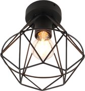 Olucia Jochem - Industriële Plafondlamp - Metaal - Zwart - Rond - 21 cm