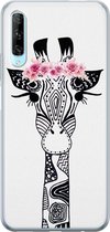 Huawei P Smart Pro hoesje siliconen - Giraffe | Huawei P Smart Pro case | goudkleurig | TPU backcover transparant