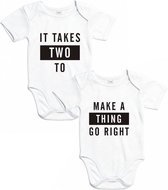 Rompertjes baby met tekst - It takes two to make a thing go right - Romper wit - Maat 62/68