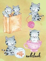Notebook: Composition Notebook With Cute Baby Cats, Collage Ruled, Great For Kids