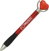 Pen 'I Love Music' Pen met Elastisch Hart, rood