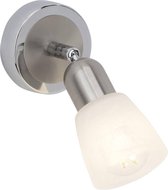 BRILLIANT lamp Bethany LED wandspot ijzer / chroom / wit albast | 1x LED-D45, E14, 4W LED-droplamp inbegrepen, (450lm, 2700K) | Schaal A ++ tot E | Energiezuinig en duurzaam dankzij het gebru