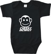 Rompertjes baby met tekst - Cheeky monkey - Romper zwart - Maat 62/68