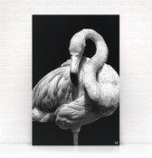 HIP ORGNL Schilderij Flamingo - 100x150cm - Wanddecoratie dieren - Zwart wit