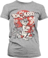 Tom And Jerry Dames Tshirt -L- Vintage Comic Grijs