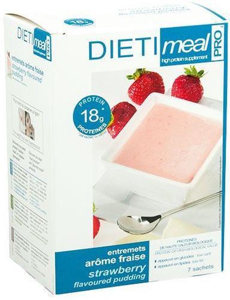 Goedkoopste Dieti Aardbeien Shake/Pudding - 7 stuks - Maaltijdvervanger