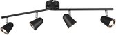 LED Plafondspot - Trion Toluno - 12W - Warm Wit 3000K - 4-lichts - Rechthoek - Mat Zwart - Kunststof - BES LED