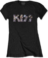 Kiss - Logo Dames T-shirt - M - Zwart