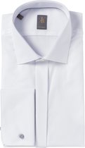 Jacques Britt overhemd - Scala custom fit - smokinghemd Kent kraag - wit - Strijkvriendelijk - Boordmaat: 38
