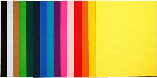 Carton ondulé, feuille 50x70 cm, 80 gr, 15 feuilles div