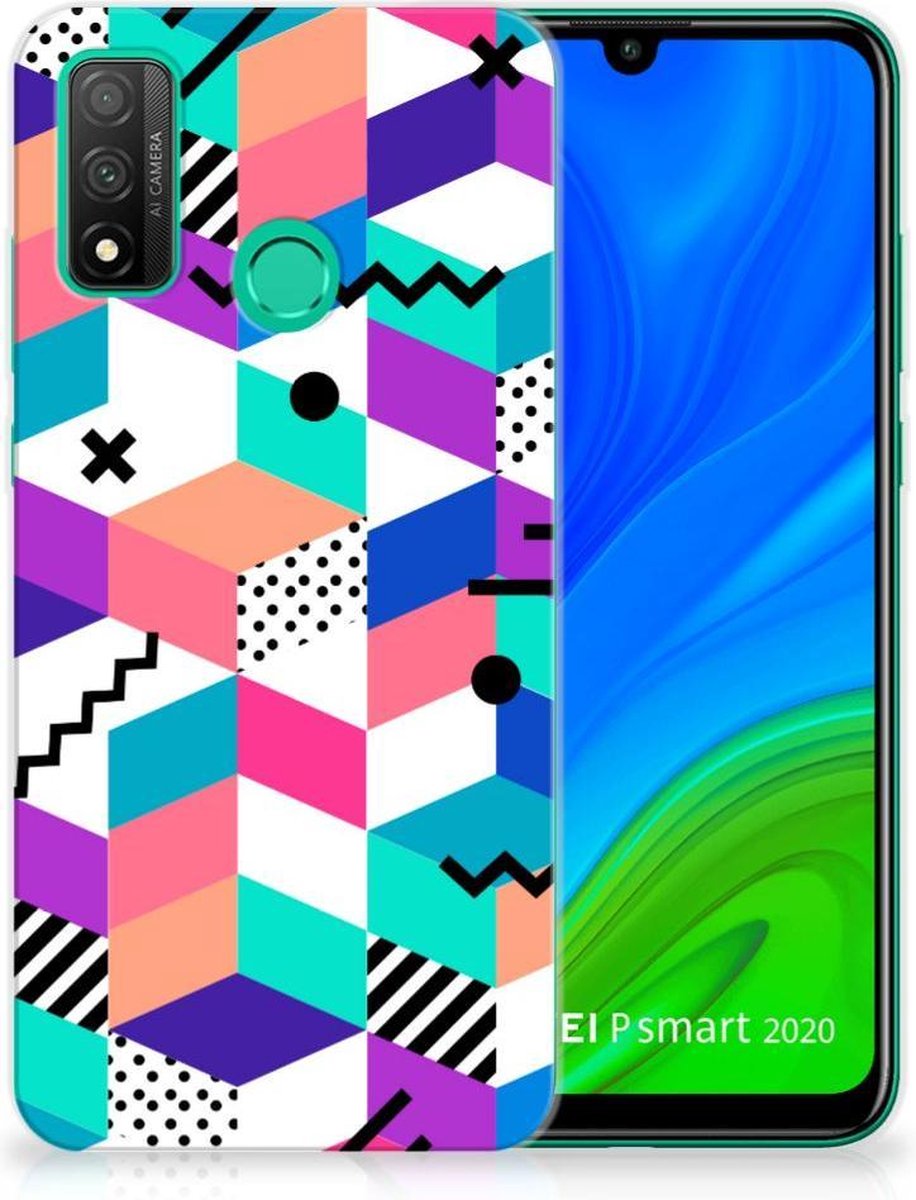 Huawei P Smart 2020 TPU Hoesje Blokken Kleurrijk