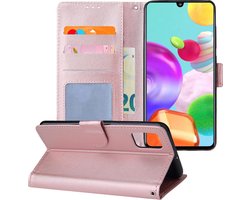 Hoesje - Geschikt voor Samsung Galaxy A41 - Luxe Bookcase - Walletcase Hoes - Portemonnee - Cover - Telefoonhoes - Rosé goud