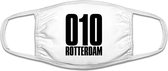 Rotterdam 010 mondkapje | gezichtsmasker | bescherming | bedrukt | logo | Wit mondmasker van katoen, uitwasbaar & herbruikbaar. Geschikt voor OV