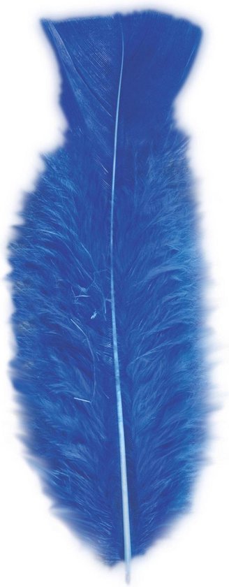 50x Blauwe veren/sierveertjes decoratie/hobbymateriaal 17 cm - Sierveren - Veertjes - Hobby materiaal om mee te knutselen