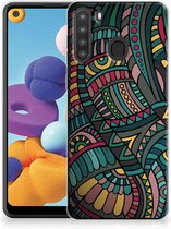 Telefoon Hoesje Geschikt voor Samsung Galaxy A21 Hoesje Bumper Aztec