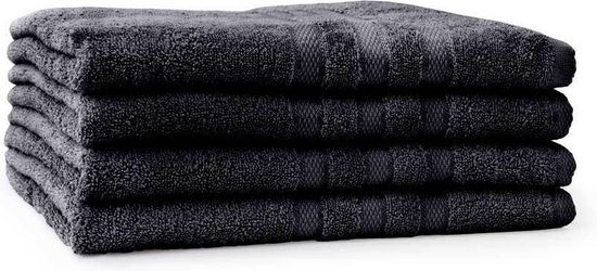 LINNICK Pure Handdoeken Set - Douchelaken - 100% Katoen - Black - 70x140cm- Per 4 Stuks