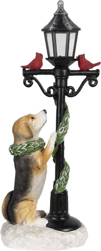 Décoration chien avec lanterne | 17 * 12 * 41 cm | Multicolore | Plastique | Chien | Clayre & Eef | 6PR2986