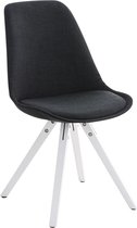 Clp Pegleg Bezoekersstoel - Stof - Vierkant - Zwart - Houten onderstel - Kleur wit - Vierkant frame