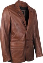 HYPE Leren Blazer - Heren colbert leren jas - Cognac Bruin - Maat XL