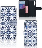 Telefoon Hoesje Xiaomi Mi 9 Book Case Flower Blue