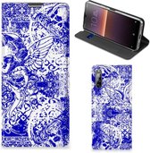 Smartphone Hoesje Sony Xperia L4 Book Style Case Angel Skull Blue