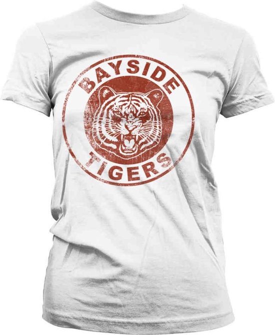 Saved By The Bell Dames Tshirt -XL- Bayside Tigers Washed Logo Wit