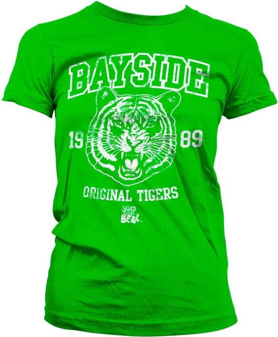 Saved By The Bell Dames Tshirt -XL- Bayside 1989 Original Tigers Groen