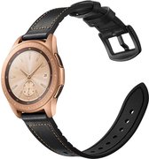 Universeel 20MM Horloge Bandje / Smartwatch Bandje Cowhide Echt Leer en Siliconen Zwart