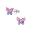 foto van Oorbellen meisje | Kinderoorbellen meisje zilver | Zilveren oorstekers met roze en paarse kristallen | WeLoveSilver