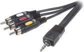 SpeaKa Professional Jackplug / Composite cinch AV Aansluitkabel [1x Jackplug male 3.5 mm - 3x Cinch-stekker] 2.00 m Zwart