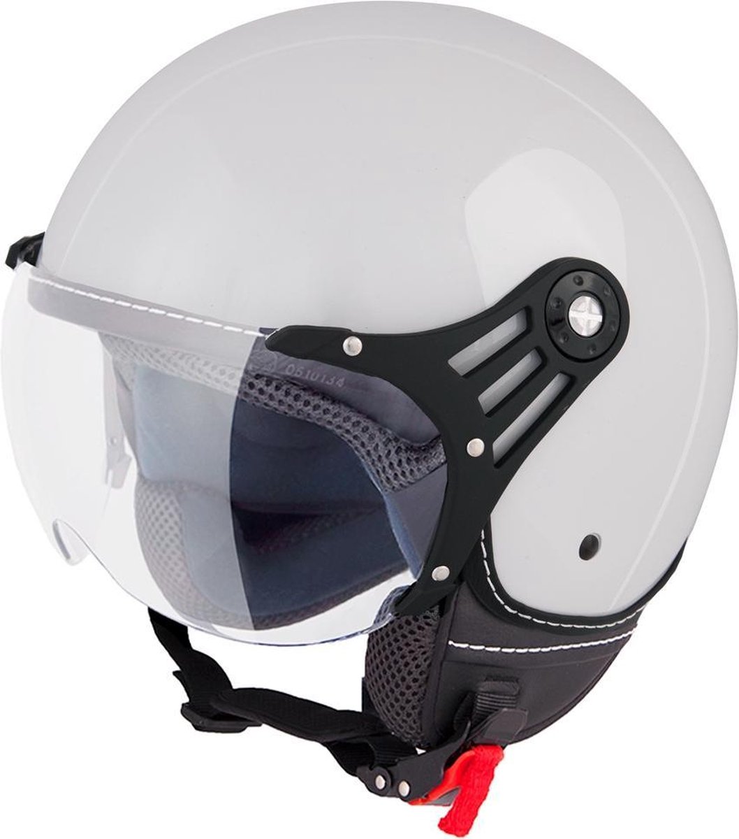 VINZ Stelvio Jethelm Grijs / Scooterhelm / Brommerhelm / Motorhelm / Fashionhelm voor Scooter / Vespa / Brommer / Motor