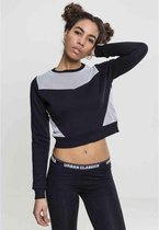 Urban Classics Crop Sweater/Trui -M- Mesh Terry Crew Zwart/Wit