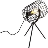 QAZQA bliss_vefa - Industriele Tripod/driepoot tafellamp - 1 lichts - H 40 cm - Zwart - Industrieel - Woonkamer | Slaapkamer | Keuken