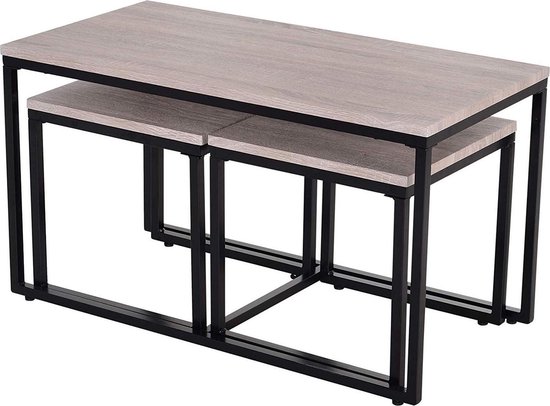 Moderne vierkante salontafel 70 x 70 x 35 cm - met centraal opbergvak 10 x 10 cm