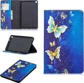 Let op type!! Gekleurde tekening gouden vlinder patroon horizontale Flip lederen case voor Galaxy tab een 8 (2019) P200/P205  met houder & card slots & portemonnee