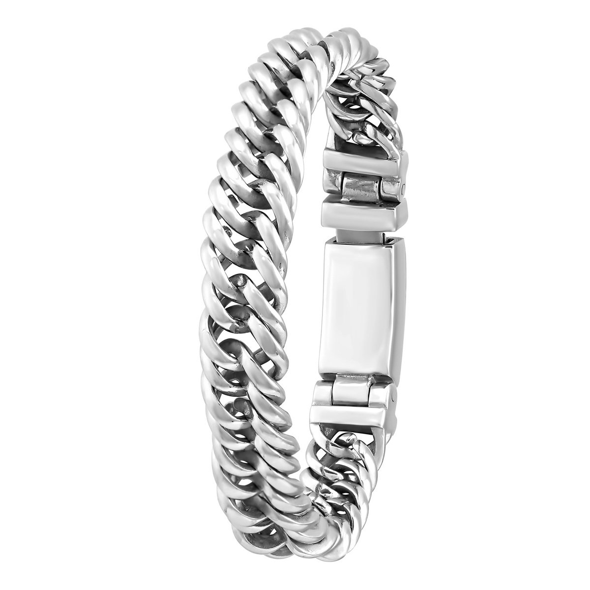 Lucardi - Dames Armband schakel - Staal - Armband - Cadeau - 18 cm - Zilverkleurig