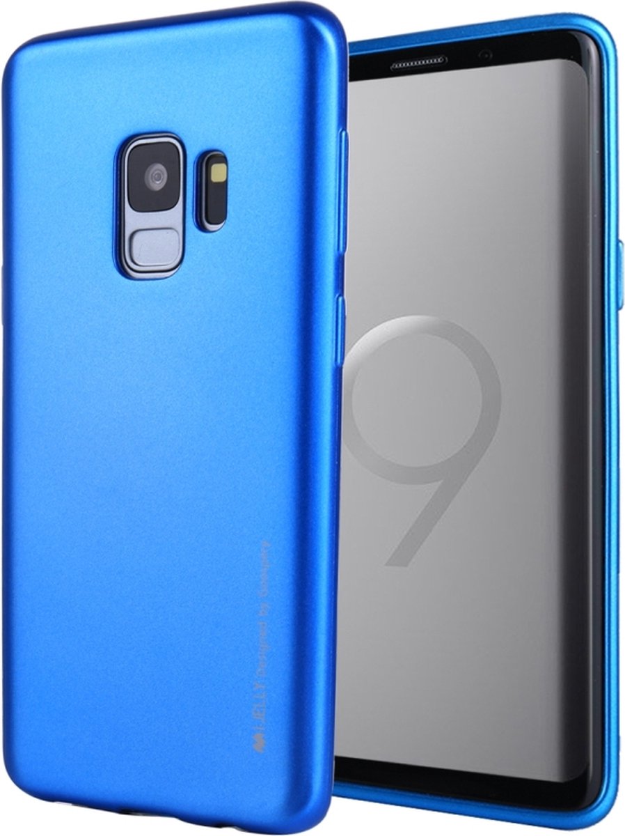 Let op type!! MERCURY GOOSPERY I JELLY METAL for Galaxy S9 TPU Full Coverage Soft Protective Back Case(Blue)