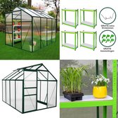 Bundel: Broeikas - 1.9 m x 2.5 m + Stellingen - Kweekkas – Extra stevig – Weer bestendig – 10 GRATIS clips