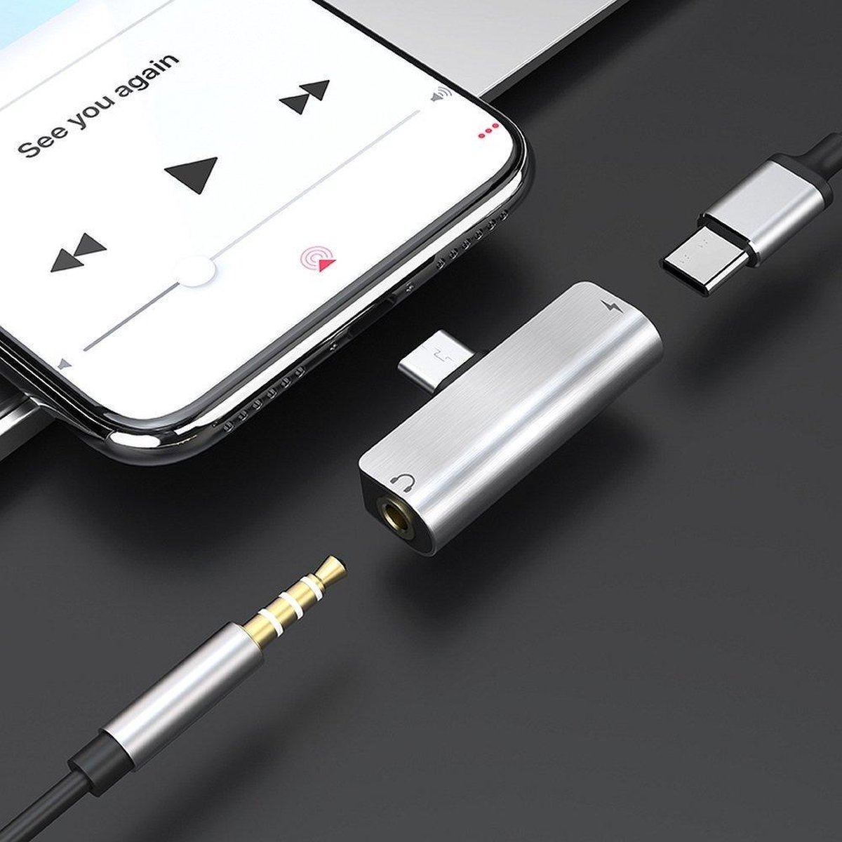 Garenas usb c headphone jack adapter 2 in 1 usb type c to hi res 35mm