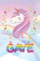 Gaye: Gaye Unicorn Notebook Rainbow Journal 6x9 Personalized Customized Gift For Someones Surname Or First Name is Gaye